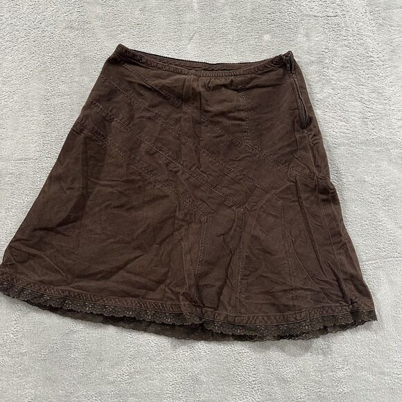 No Boundaries NOBO Skirt Juniors 5 Brown Denim Zip Mini Academia Schoolgirl - Picture 3 of 8